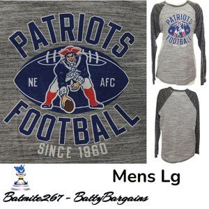 New England Patriots L/S Mens L Jersey T Shirt NFL Football Longer Length T